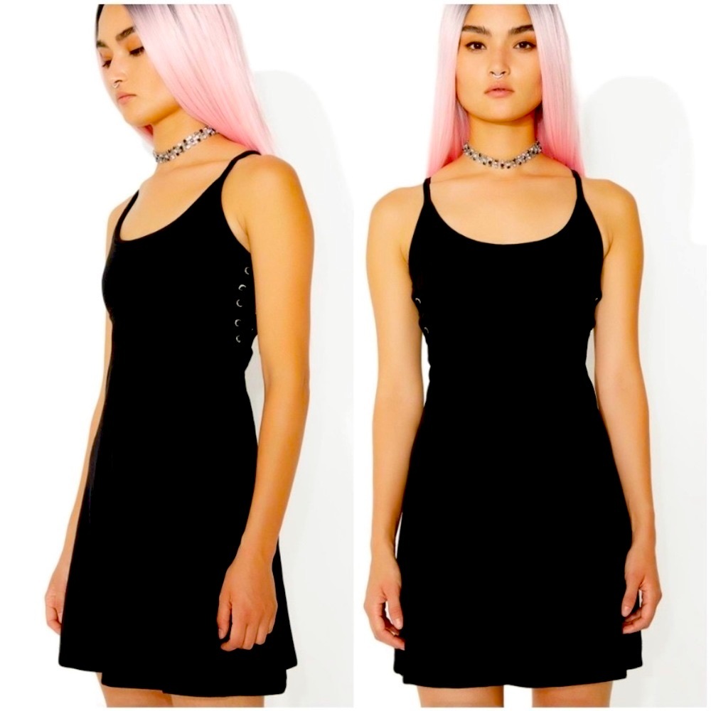 JC VELVET BLACK LABEL MINI DRESS WITH SIDE LACING DETAIL JUICY COUTURE SIZE S